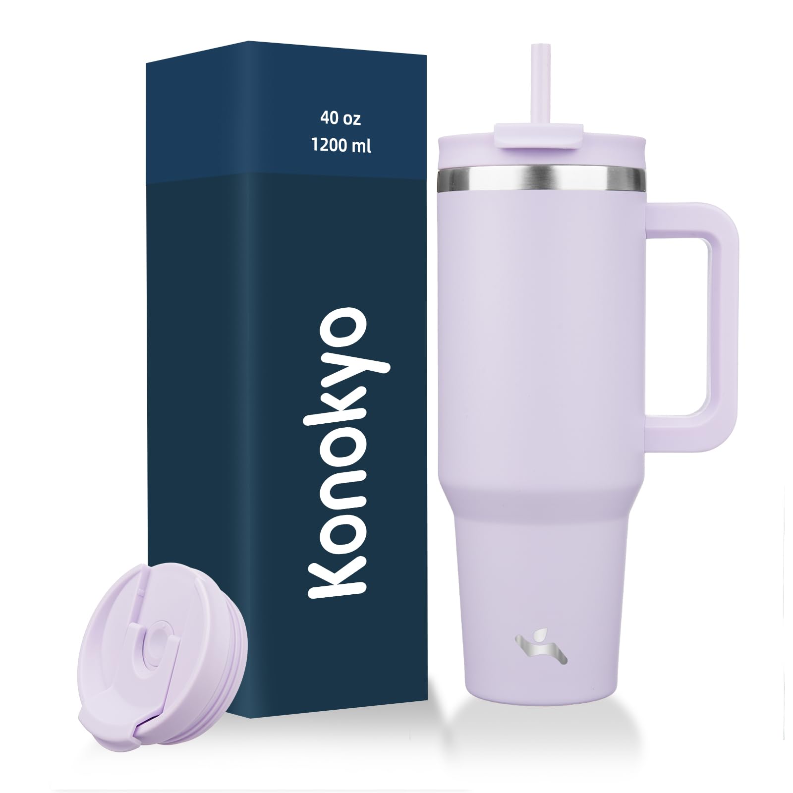 Konokyo 40 oz Insulated Tumbler Water Bottle with Handle, Straw Lid