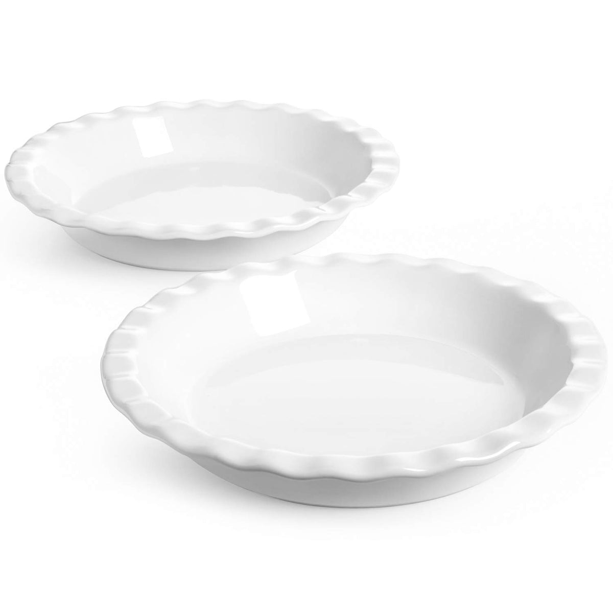 LE TAUCI Ceramic Pie Pans for Baking, 9 Inch, 36 OZ, Set of 2, Red