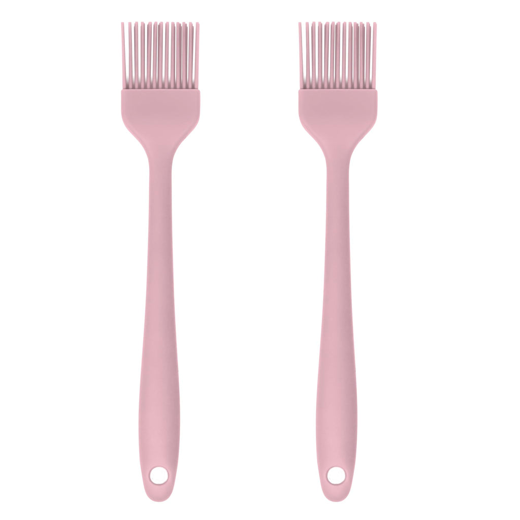 Silicone Pastry Brush Set – 2-Piece Set of Basting Brushes for Cuisine and BBQ – Kitchen Tools and Accessories with Comfortable Handles, Heat-Resistant Utensils for Cooking & Baking – Pastel Pink
