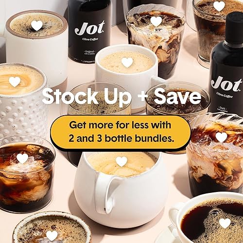 Jot Coffee Concentrate (Original) High Caffeine Cold Brew Coffee Concentrate Liquid for Iced Coffees, Instant Espresso, Hot or Cold Instant Coffees - Makes 14 Cups, 150mg Caffeine/Tbsp, Sugar Free