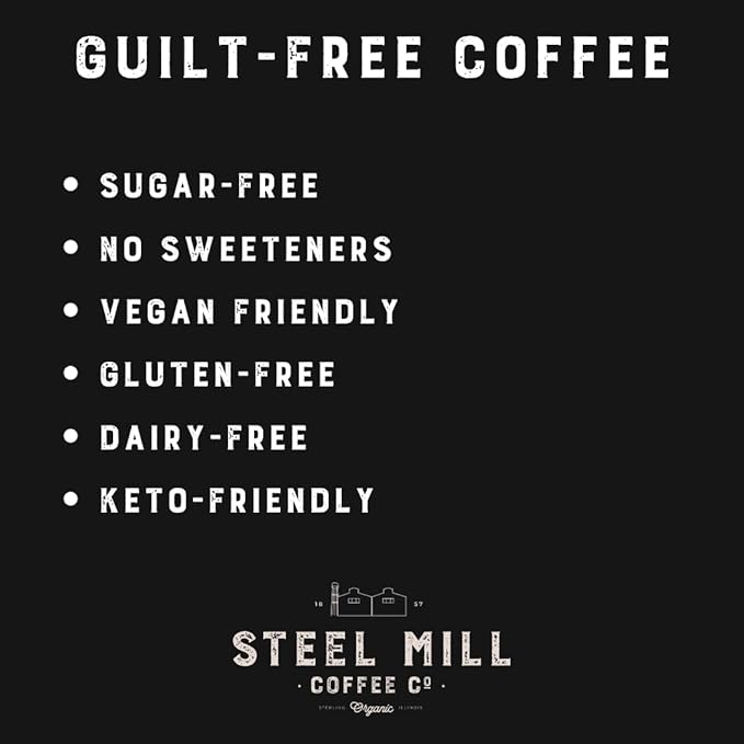 Steel Mill Coffee Co. - White Chocolate Raspberry Truffle Flavored Coffee - Ground - Regular - Medium Roast - 100% Arabica Beans - Vegan - Gluten-Free - Sugar-Free - 2lb Bag