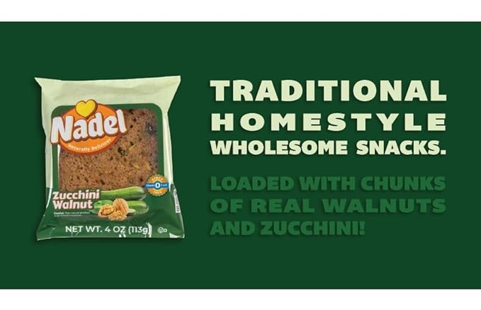 Nadel - Naturally Delicious Sweet Breads Variety Pack (Banana Walnut, Cappuccino Chocolate Chip, Carrot Walnut, Zucchini Walnut). (4 Pack, 1 Bread Per Flavor)