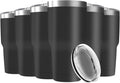 30oz Stainless Steel Travel Mug with Lid, 6 Pack Double Wall Vacuum Insulated Bulk Tumbler, Powder Coated Coffee Cup Suitable for Vehicle Cup Holders(Black)