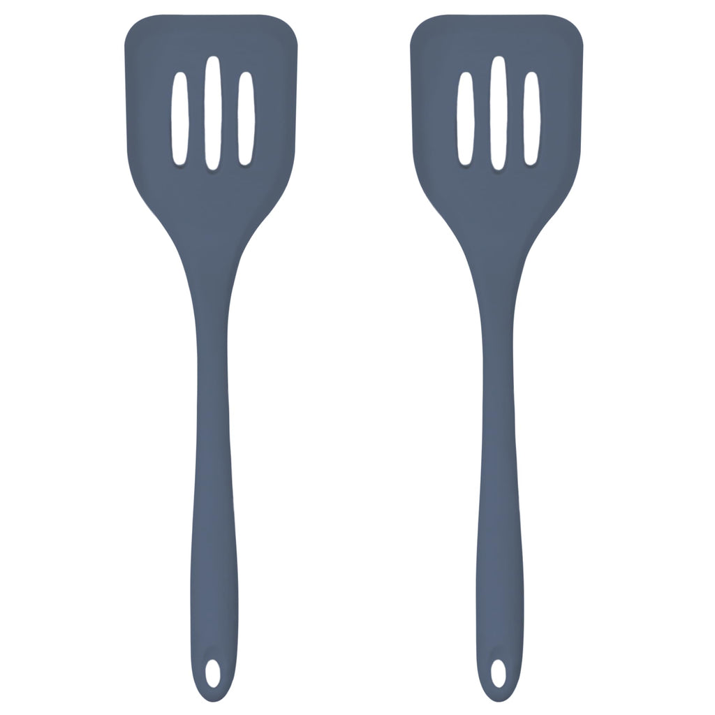 Silicone Slotted Turner Set – 2-Piece Set of Turner Spatulas for Eggs and Pancakes – Kitchen Tools and Accessories with Comfortable Handles, Heat-Resistant Utensils for Cooking & Baking – Blue