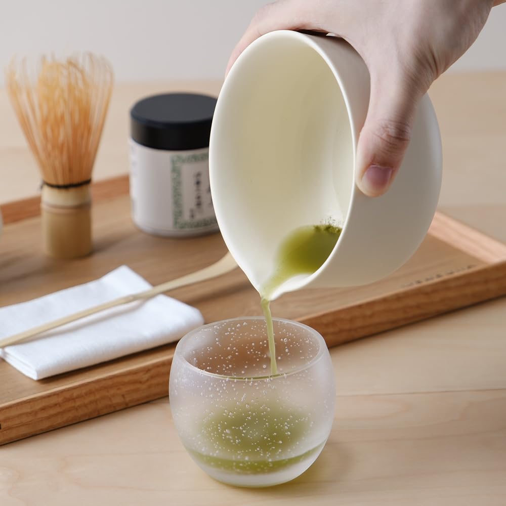 WENSHUO Matcha Whisk Set, Ceramic Matcha Bowl with Spout, Crème,6-Pc