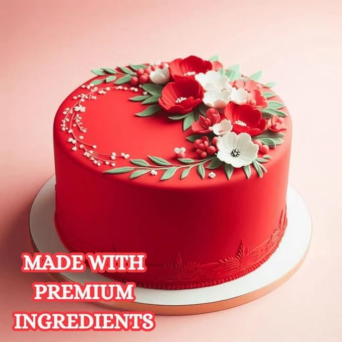 Confect Red Fondant | Vibrant Edible Cake Fondant for Christmas & Special Occasions | Easy to Roll, Smooth Texture | Ideal for Cake Decorating & Cupcakes | Vegan & Gluten-Free – 8.8 Oz