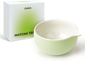 Traditional Matcha Bowl with Spout, Ceramic Matcha Tea Bowl (Chawan), Matcha Mixing Bowl for Whisking Matcha, Light Green (18 Ounce)
