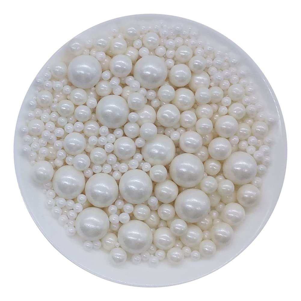 Edible White Pink Sugar Pearls Candy Sprinkles 120G/ 4.23Ounce Baking Cake Sprinkles Cupcake and Cake Topper Cookie Decorations Wedding Party Valentines Halloween Christmas Supplies