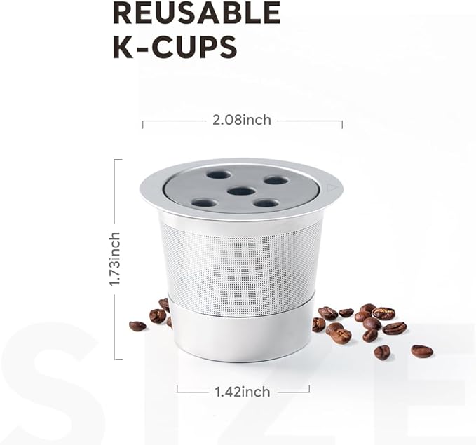 Stainless Steel Reusable K Cups for K eurig Supreme & Supreme Plus, Reusable K Cups Five Hole Universal K-eurig Refillable Coffee Pod Filter (2 Pack)