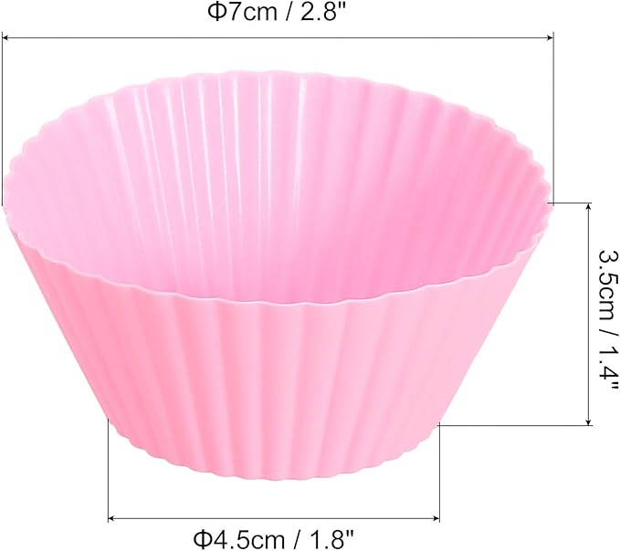 uxcell 36Pcs Silicone Cupcake Liners, Non-Stick Baking Cups, for Cooking Eggs, Baking Muffins and Make a Cake(Pink)