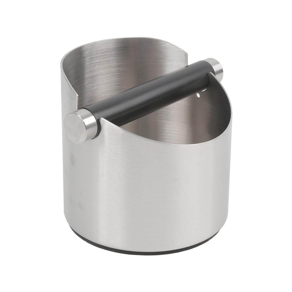 Italian Espresso Tapping Box, Stainless Steel Coffee Grinding Tapping Box, With Detachable Tapping Rod And Anti Slip Rubber Base (Silver-S)