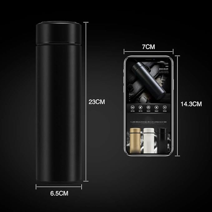 Water Bottle with LED Temperature Display,Double Walled Vacuum Insulated Water Bottle,Stainless Steel Sports AutomotiveTravel Mug,BPA-free Leak Proof Keep Cold and Keep Warm 12H