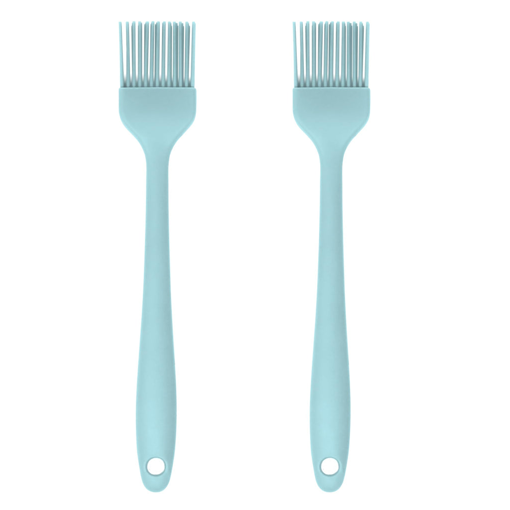 Silicone Pastry Brush Set – 2-Piece Set of Basting Brushes for Cuisine and BBQ – Kitchen Tools and Accessories with Comfortable Handles, Heat-Resistant Utensils for Cooking & Baking – Pastel Blue