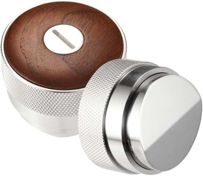 Teyearlife 54mm distributor called Adjustable Depth espresso leveler Compatible with Breville Machine Accessories The coffee leveler Made of Stainless Steel and Walnut wood