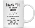 Andaz Press Funny Family 11oz. Coffee Mug Gift, Thank You for Being My Hubby, Punch in Face, 1-Pack, Christmas Birthday Drinking Cup Present Ideas