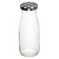 Restaurantware-French Countryside 6 Ounce Glass Bottles, 10 Durable Juice Bottles - With Black Plaid Lid, Dishwashable, Clear Glass Countryside Bottle, For Hot And Cold Beverages
