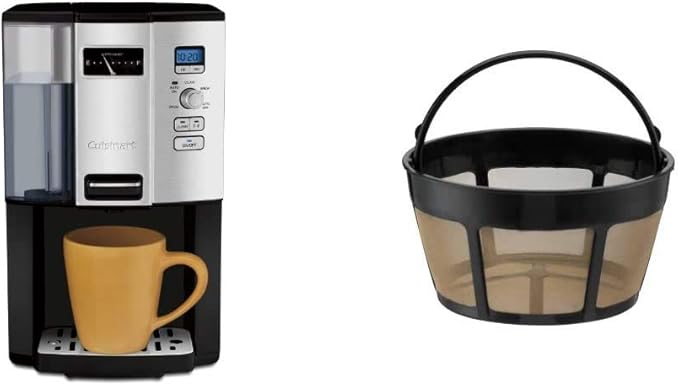 Cuisinart Coffee Maker, 12 Cup Programmable Drip, DCC-3000P1, Black & GTF-B Gold Tone Coffee Filter, Basket, Burr Mill