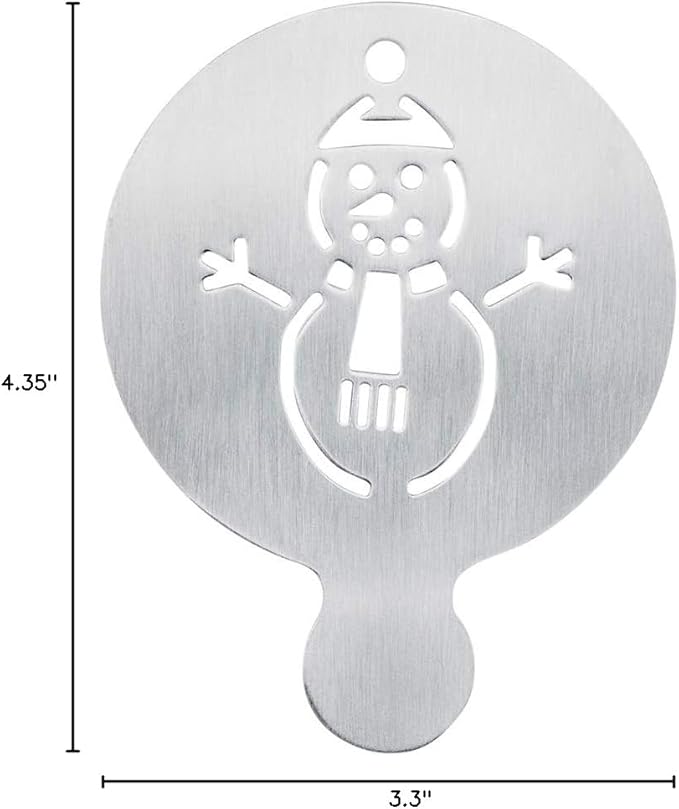 Restaurantware-Restpresso 4.35 Inch Latte Stencil, 1 Snowman Coffee Stencil - Winter Coffee Art Template, Decorate Cupcakes, Cakes, or Cookies, Stainless Steel Cappuccino Template, Heat-Resistant