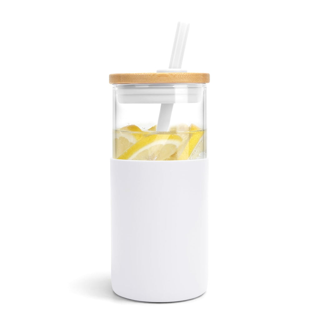 Tronco 16 oz Glass Tumbler with Lids and Straws, Reusable Iced Coffee Cups