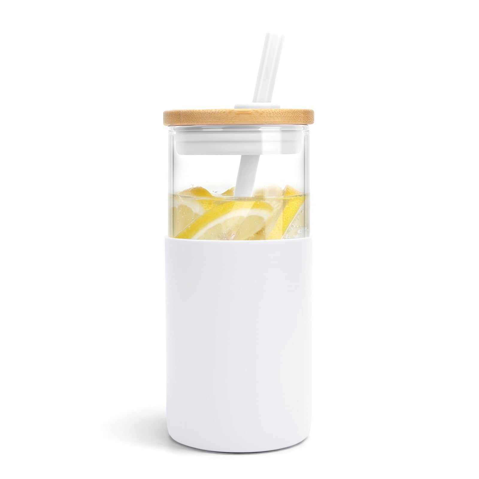 Tronco 16 oz Glass Tumbler with Lids and Straws, Reusable Iced Coffee Cups
