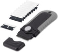 Gomake Locking Razor Blade Scraper with Safety Cap, Glass Cooktop Scraper with 10PCS Black Carbon Steel Blades for Glass Clean, Paint and Old Label,Decal Sticker Remover, Stove Top Scraper Tool