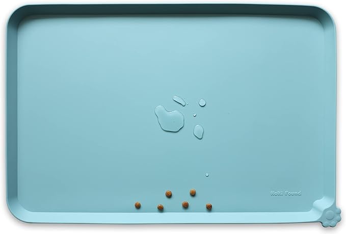 Hoki Found XX-Large Silicone Pet Feeding Mats - Non Slip Cat Dog Bowl Mats - Waterproof for Carpet - Dark Olive — 22" x 14"