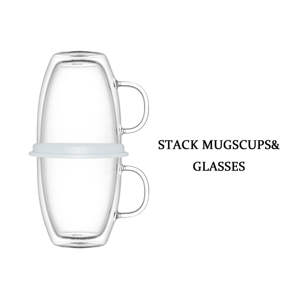 Aifeedi Coffee Mug Organizers and Storage (6Pack), Adjustable Mug Organizer for Kitchen Cabinet Shelf, Cup Stacker Holder for Tea Cup, Coffee Mug, Glassware, Save Space for Cupboard (Whit)