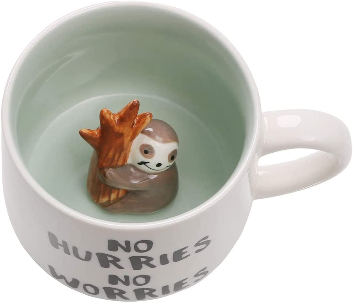 Szoyeay Alpaca Ceramic Cup Hidden 3D Animal Inside Mug (Alpaca)