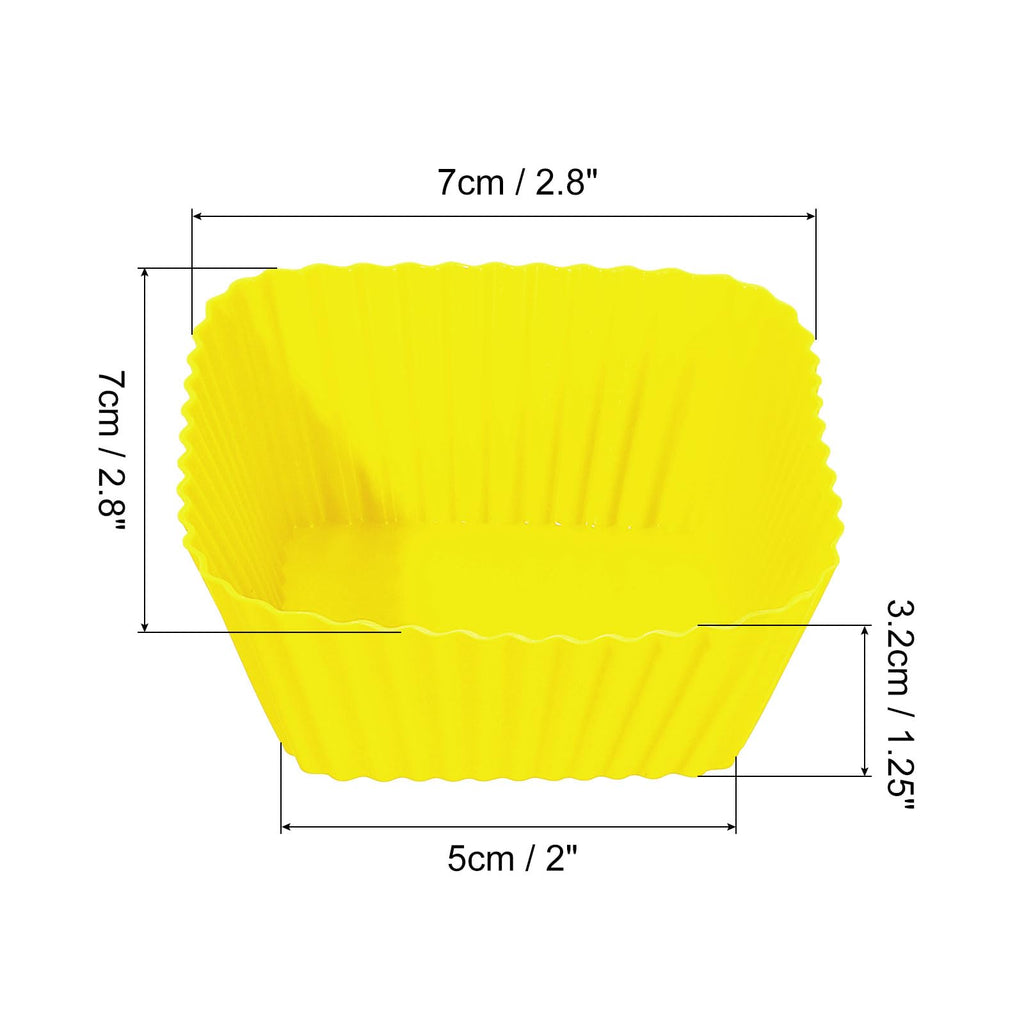 uxcell 18Pcs Silicone Cupcake Baking Cups, Silicone Muffins Liners Non-Stick Square Baking Cups, for Cooking Eggs Baking Muffins and Make a Cake(Yellow)
