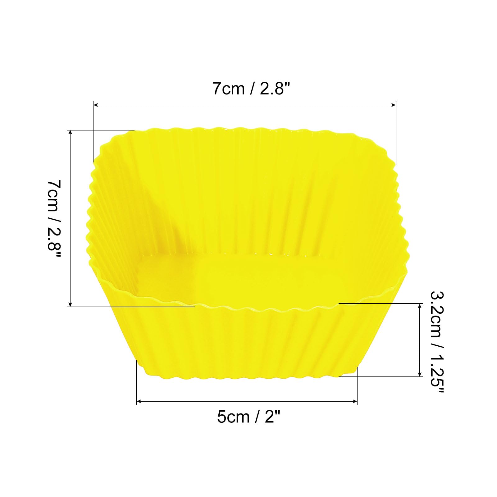 uxcell 18Pcs Silicone Cupcake Baking Cups, Silicone Muffins Liners Non-Stick Square Baking Cups, for Cooking Eggs Baking Muffins and Make a Cake(Yellow)
