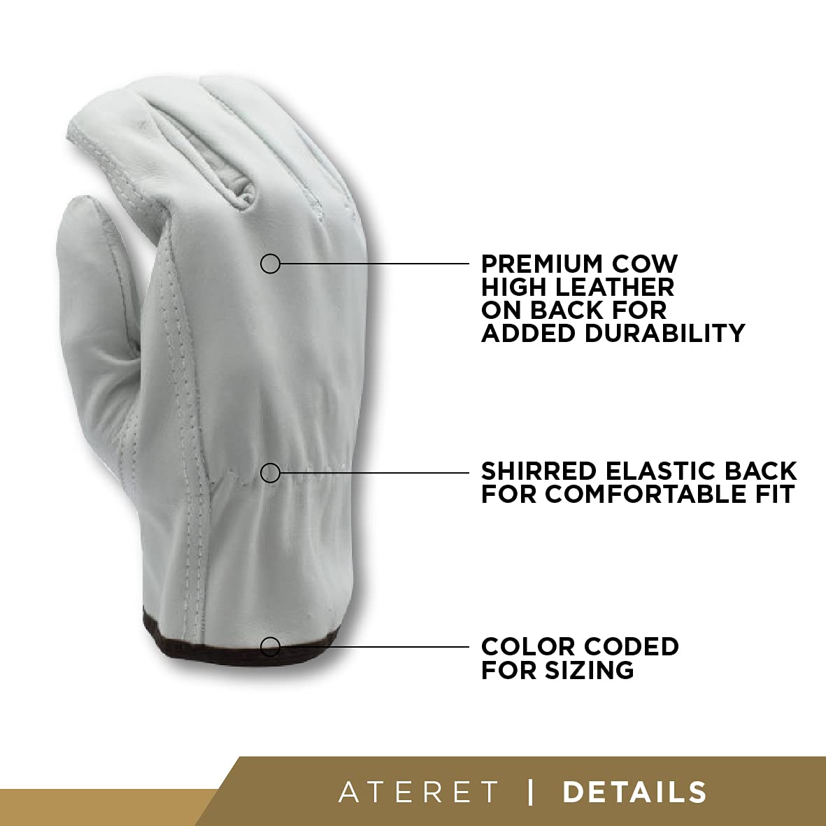 ATERET 24 Pairs Small Heavy Duty Durable Cowhide Leather Work Gloves I Driver Gloves for Truck Driving, Warehouse, Gardening, Farming