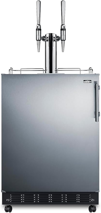 Summit Appliance 24" Wide Nitro Coffee Kegerator/Refrigerator Combo, Black Interior, Caster Wheels, Residential/Commercial Use (LHD, Nitro Coffee)