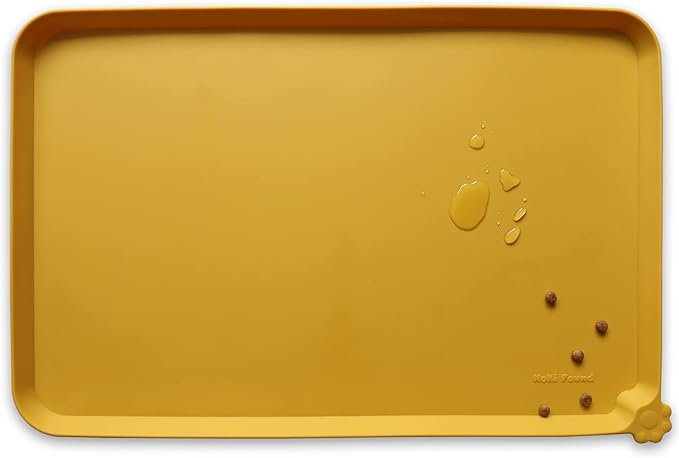 Hoki Found XX-Large Silicone Pet Feeding Mats - Non Slip Cat Dog Bowl Mats - Waterproof for Carpet - Dark Olive — 19" x 12"
