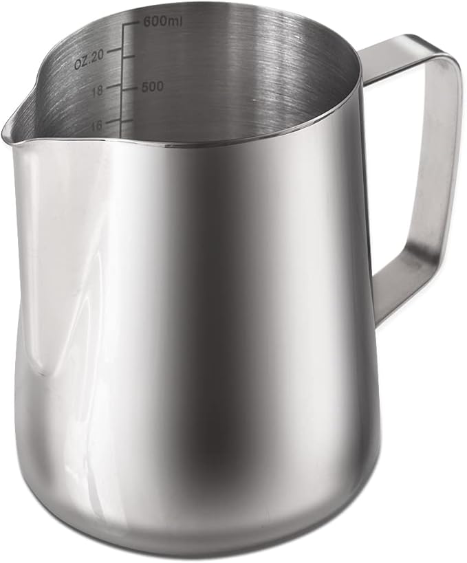 homEdge Espresso Steaming Pitchers 12 OZ / 350ml, Stainless Steel Frothing Pitcher with Measurement Scale