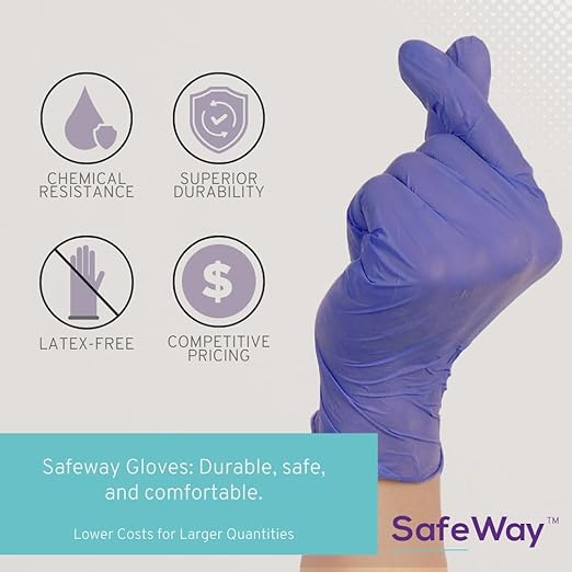 SAFEWAY Nitrile Gloves, 2000 Ct, Large, Powder-Free, Latex-Free, All-Purpose, Professional Disposable Gloves with Textured Fingertips for Medical Use, Food Prep, Cleaning, Tattoo & More