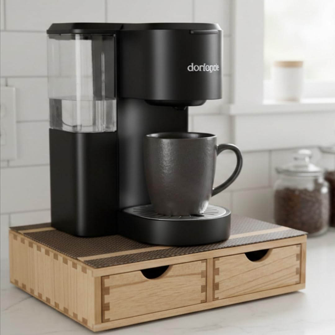 DDYURI Storage Drawer Holder for Capsules Coffee Pod K-cup Organizer /2 Drawers for Counter Organization for Kitchen Utensil Storage Home Decor Office Supplies- Coffee Brewer Accessories Wood 1D2C-LT