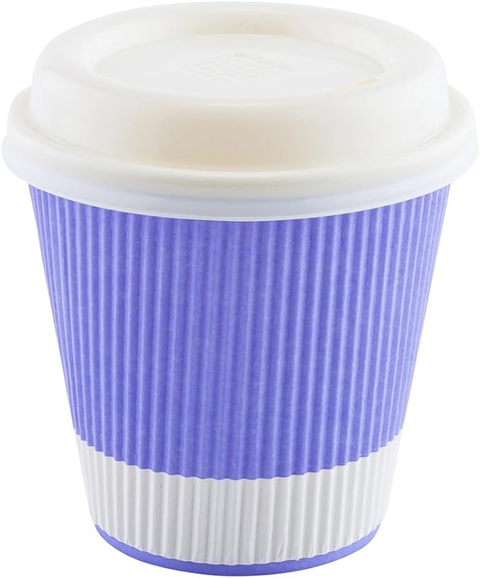 Restaurantware 8 Ounce Double Wall Disposable Coffee Cups, 500 Insulated Light Purple Paper Tumblers with Ripple Wall Design, Lids Sold Separately for Hot Drinks like Tea, Hot Chocolate and More