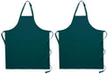 Pomp Forest Green 2 Pack Premium Bib Aprons | Adjustable Neck + 2 Pockets | Water + Oil Resistance | Kitchen Cooking Aprons For Men & Women