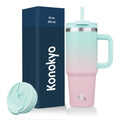Konokyo 30 oz Insulated Tumbler Water Bottle with Handle, Straw Lid