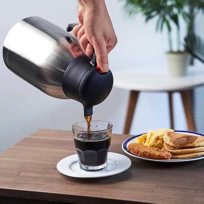 SYBO Thermal Coffee Carafe 74oz, 12 Hours Thermos, Insulated Stainless Steel Carafe for Keeping Hot/Cold Coffee, Tea, Water, Drink Dispenser for Parties, Travel, Camping, Office