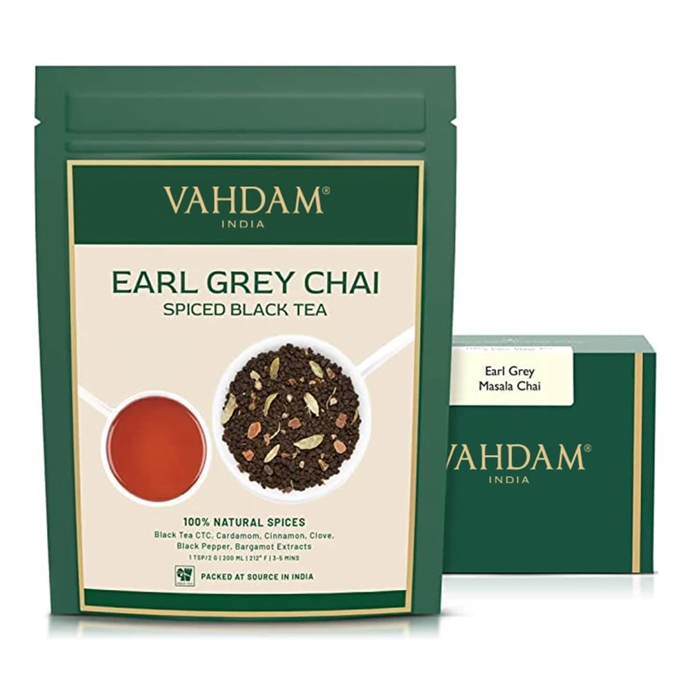 VAHDAM Earl Grey Citrus Green Tea Loose Leaf (3.5oz|50+ Cups) Bergamot Oil