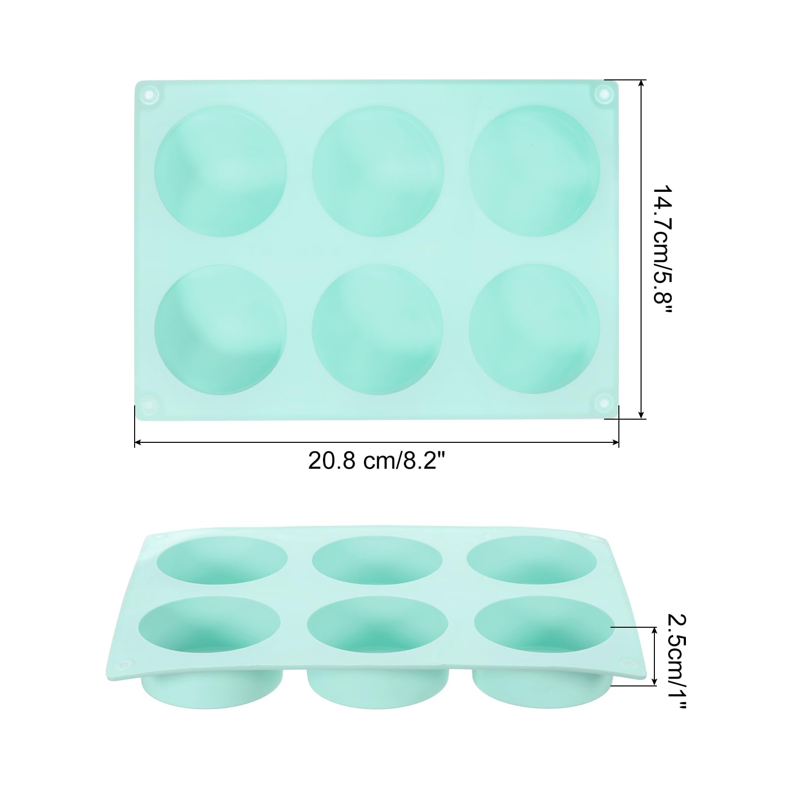 uxcell 4pcs Silicone Muffins Pan, 6 Cup Silicone Cupcake Pan Nonstick Baking Tray for Muffins, Cupcakes, Dishwasher Safe, Green