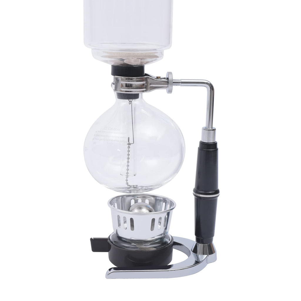 FLYHERO Vacuum Coffee Pot, 5 Cups(500ml), Siphon Syphon Coffee Maker, Borosilicate Glass, Stainless Steel, Black