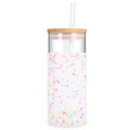 Tronco 20 oz Glass Tumbler with Lids and Straws, Reusable Iced Coffee Cups