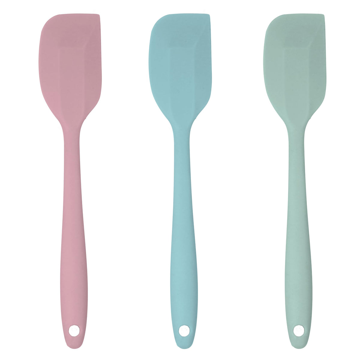 JS Gourmet 3 Pcs Colorful Silicone Spatula Set, Heat Resistant Rubber Kitchen and Baking Utensils for Non-Stick Cookware with Flexible Edges and Soft Touch Handles