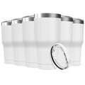 Deitybless 30oz Stainless Steel Travel Mug with Lid, 12 Pack Double Wall Vacuum Insulated Bulk Tumbler, Powder Coated Coffee Cup Suitable for Vehicle Cup Holders (White)