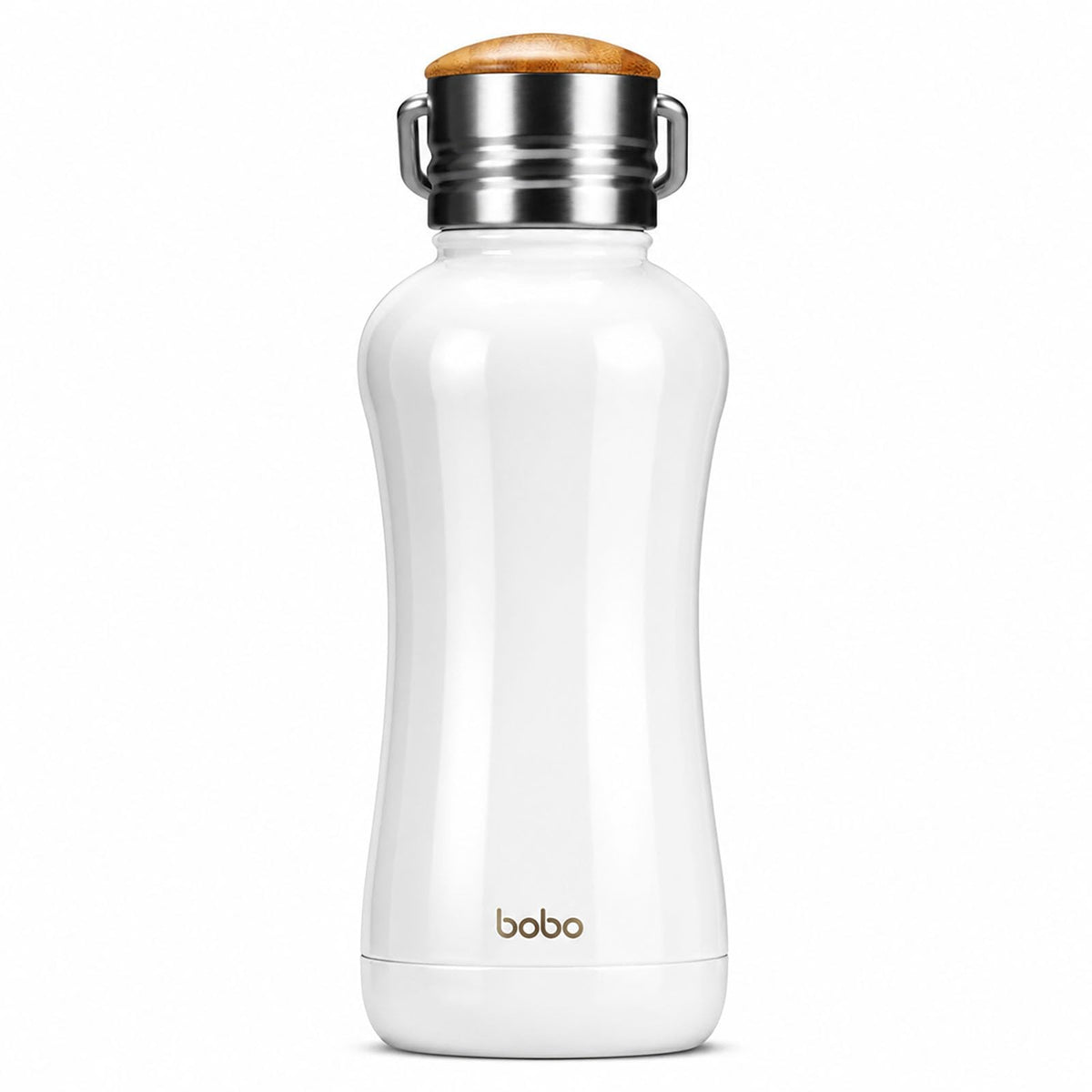 YOHKOH Mini Insulated Water Bottle With Bamboo Lid - 11.8oz Small Vacuum Insulated Water Bottle for Women Kids, 12 Hrs Hot & 24 Hrs Cold Stainless Steel Thermos Leak-Proof BPA-Free (11.8oz,White)