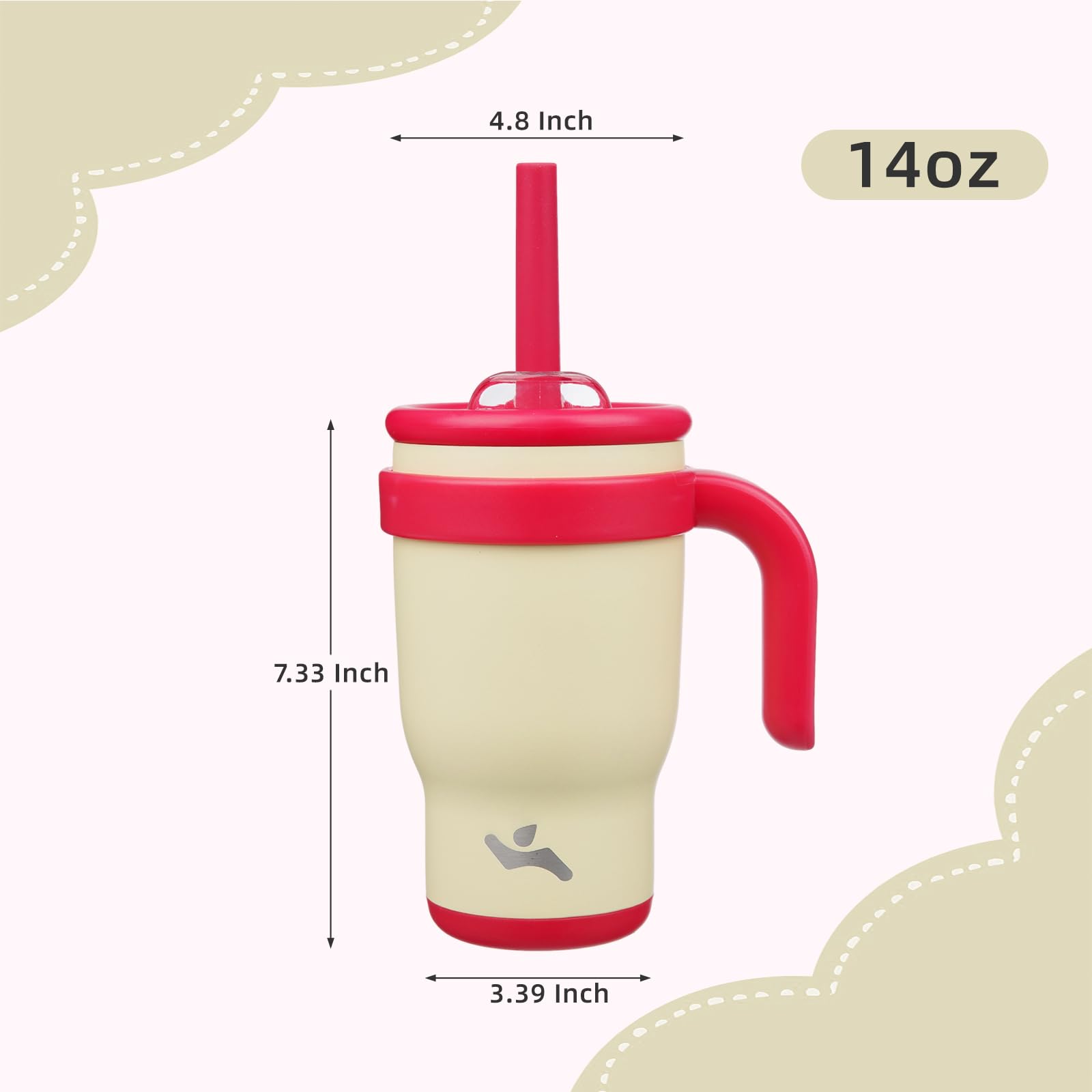 Konokyo 14 oz Tumbler with Handle and Straw, Insulated Travel Mug