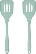 Silicone Slotted Turner Set – 2-Piece Set of Turner Spatulas for Eggs and Pancakes – Kitchen Tools & Accessories with Comfortable Handles, Heat-Resistant Utensils for Cooking and Baking – Pastel Green