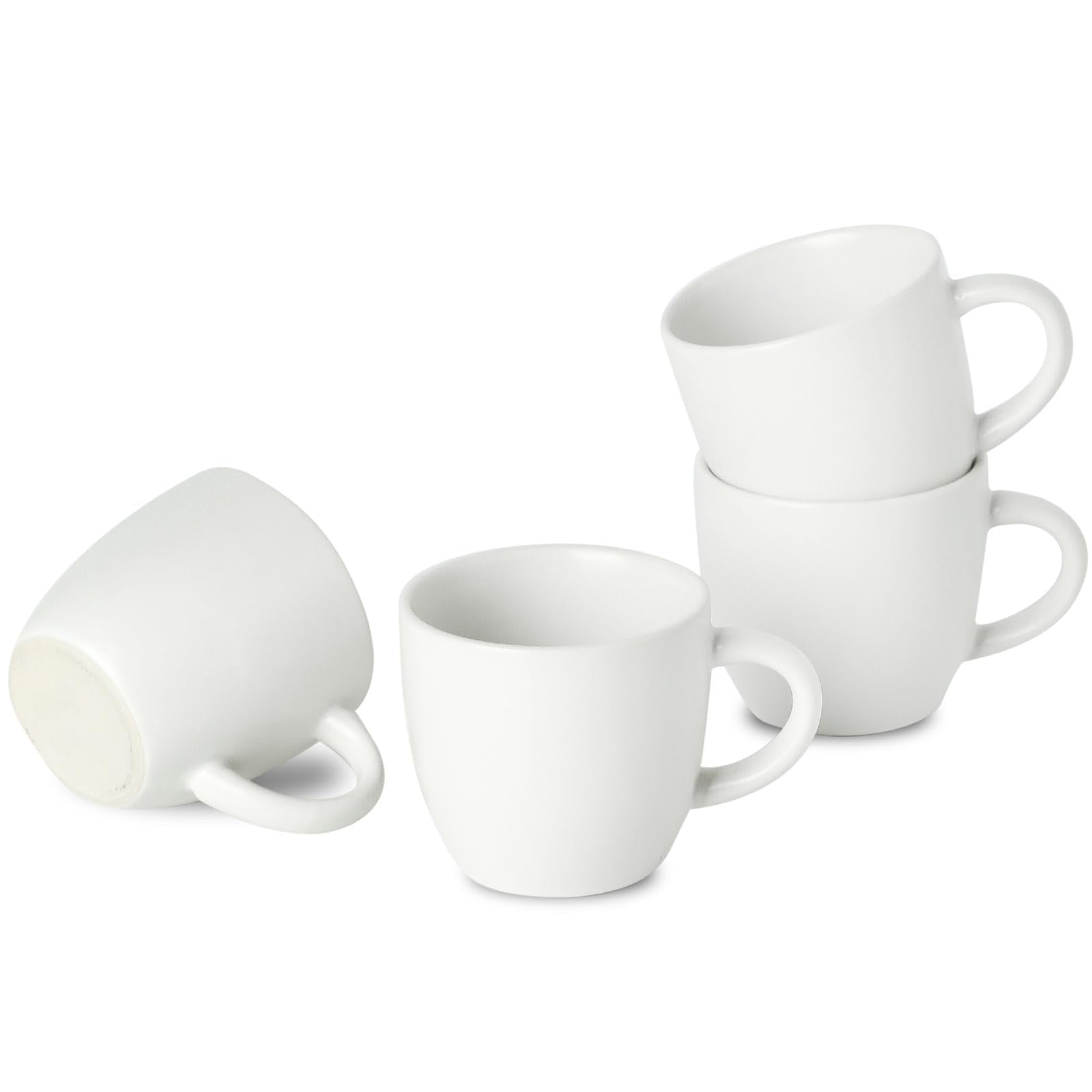 HASENSE Ceramic 3 OZ Espresso Cups, Porcelain Espresso Demitasse Cups Set of 4 for Double shot, Lungo and Ristretto, Tiny Italian Expresso Shot Coffee Mugs for Home and Office, White
